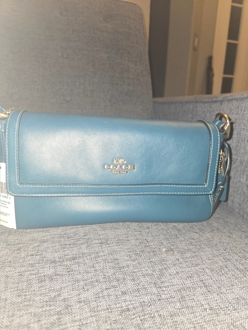 Coach Etta Small Flap Shoulder Bag-Teal Ink - Picture 3 of 10